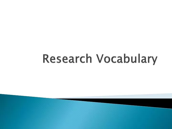 research vocabulary
