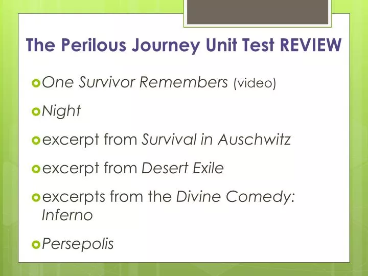 the perilous journey unit test review