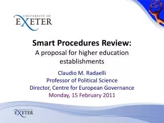 Smart Procedures Review: A proposal for higher education establishments
