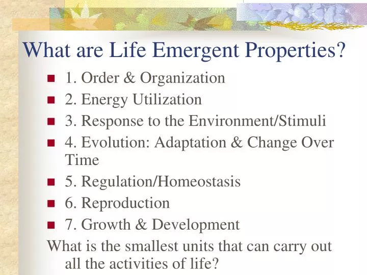 what are life emergent properties