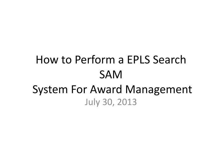 how to perform a epls search sam system for award management