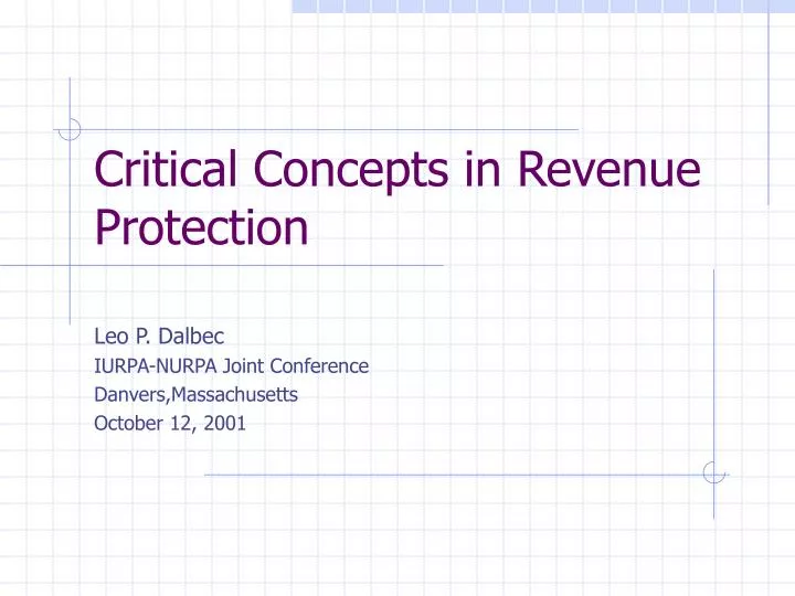 critical concepts in revenue protection