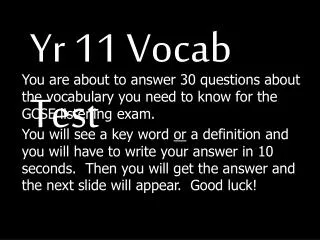 Yr 11 Vocab Test