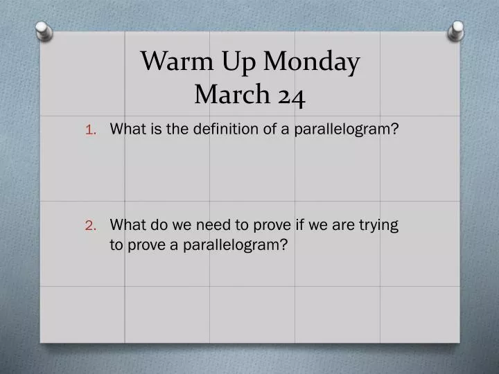 warm up monday march 24