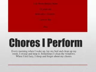 Chores I Perform