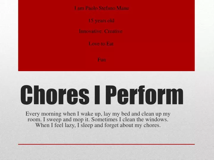 chores i perform