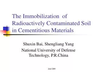 The Immobilization of Radioactively Contaminated Soil in Cementitious Materials