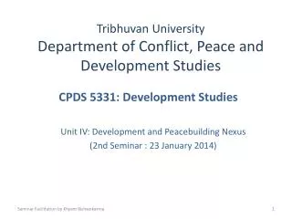 Tribhuvan University Department of Conflict, Peace and Development Studies