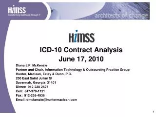 ICD-10 Contract Analysis June 17, 2010 Diana J.P. McKenzie