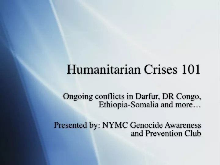 humanitarian crises 101