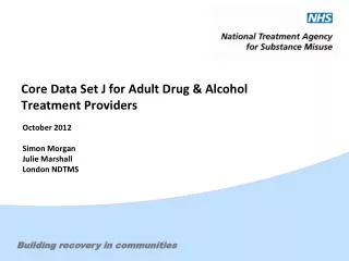 Core Data Set J for Adult Drug &amp; Alcohol Treatment Providers