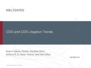 CDO and CDS Litigation Trends