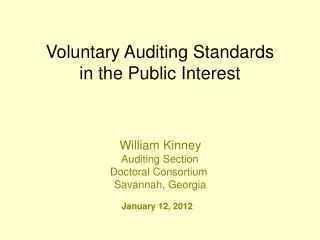 Voluntary Auditing Standards in the Public Interest