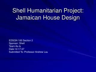 Shell Humanitarian Project: Jamaican House Design