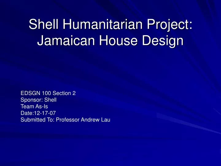 shell humanitarian project jamaican house design