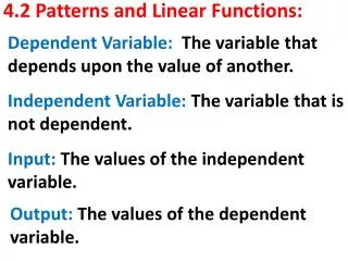 4.2 Patterns and Linear Functions: