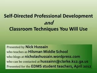 Self-Directed Professional Development Classroom Techniques You Will Use