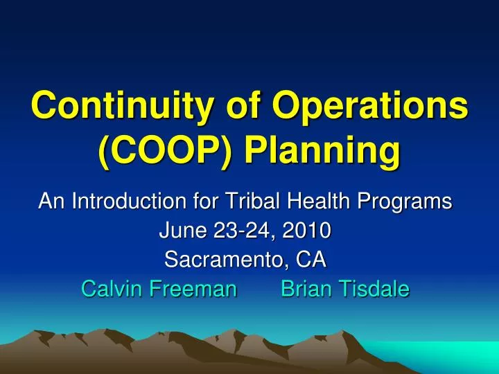 continuity of operations coop planning