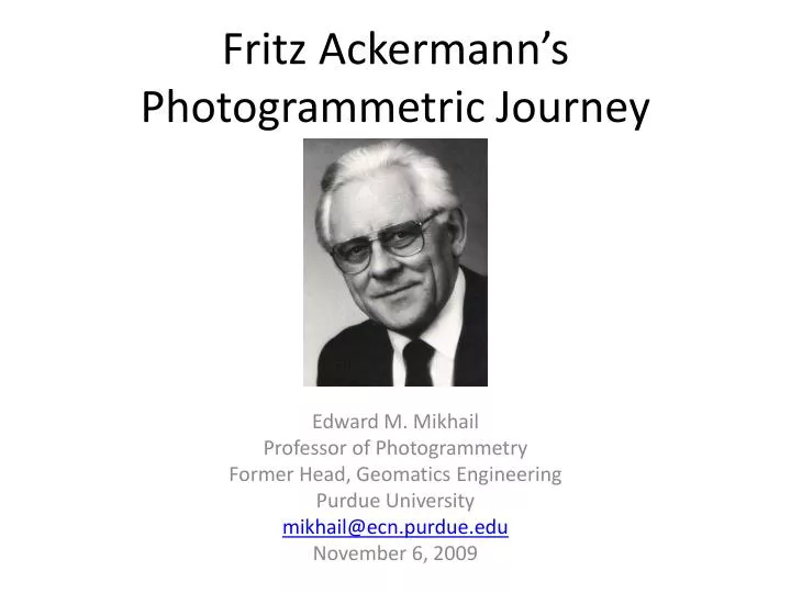 fritz ackermann s photogrammetric journey