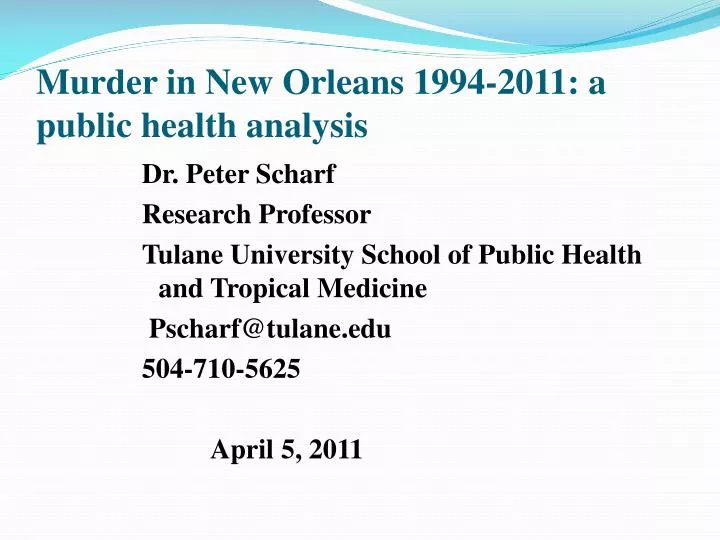murder in new orleans 1994 2011 a public health analysis