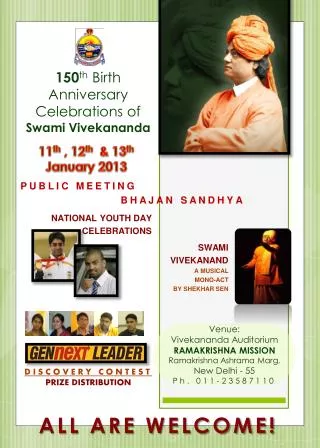 150 th Birth Anniversary Celebrations of Swami Vivekananda