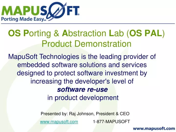 os p orting a bstraction l ab os pal product demonstration
