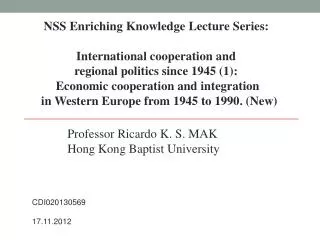 NSS Enriching Knowledge Lecture Series: International cooperation and
