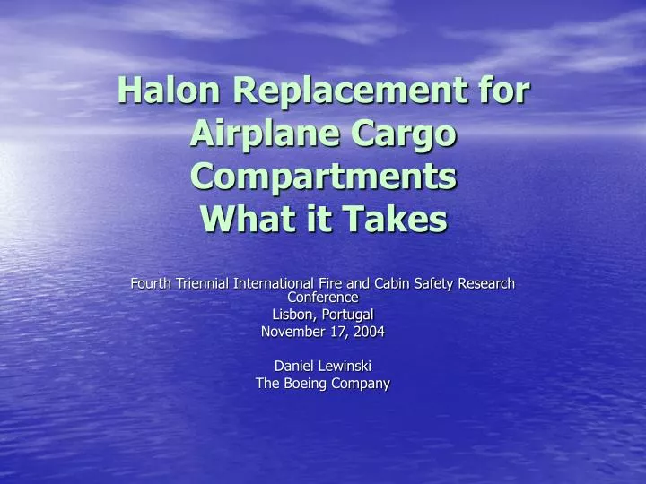 halon replacement for airplane cargo compartments what it takes