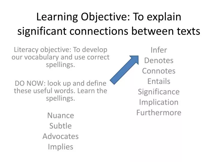 learning objective to explain significant connections between texts