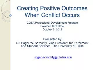 Creating Positive Outcomes When Conflict Occurs