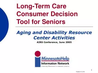 Long-Term Care Consumer Decision Tool for Seniors