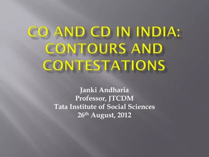 co and cd in india contours and contestations