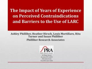 The Impact of Years of Experience on Perceived Contraindications and Barriers to the Use of LARC