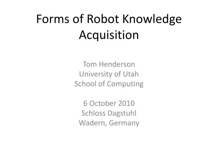 forms of robot knowledge acquisition