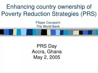 Enhancing country ownership of Poverty Reduction Strategies (PRS)