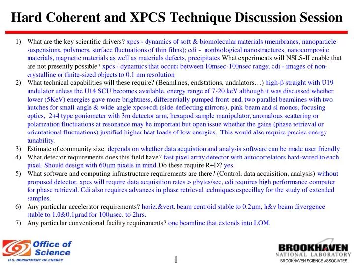 hard coherent and xpcs technique discussion session