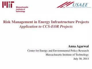 Risk Management in Energy Infrastructure Projects Application to CCS-EOR Projects