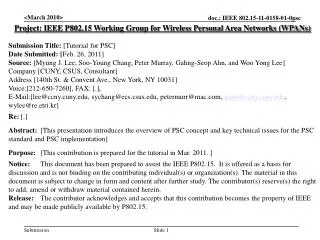 Project: IEEE P802.15 Working Group for Wireless Personal Area Networks (WPANs)