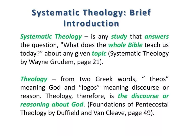 systematic theology brief introduction