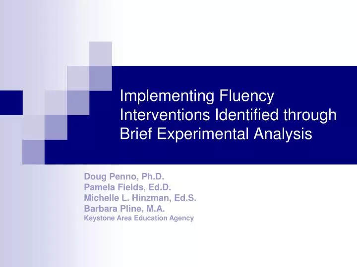 implementing fluency interventions identified through brief experimental analysis