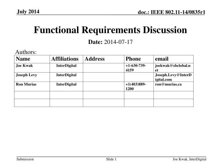 functional requirements discussion