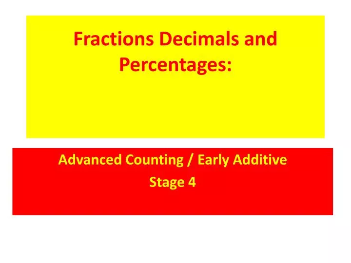 fractions decimals and percentages