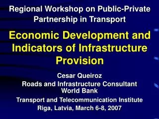 Economic Development and Indicators of Infrastructure Provision