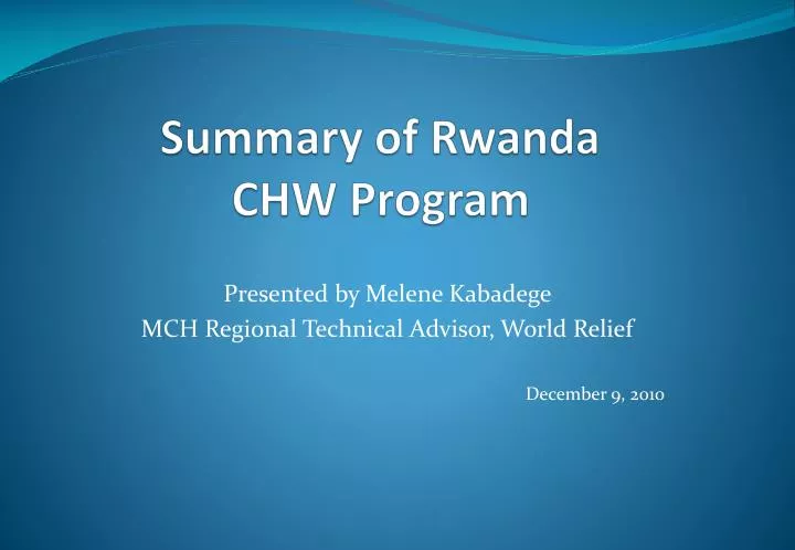 summary of rwanda chw program