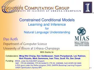 Constrained Conditional Models Learning and Inference for Natural Language Understanding
