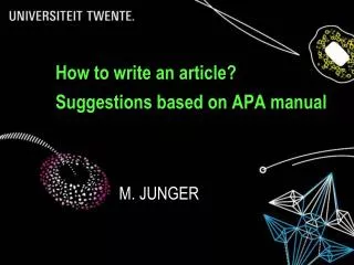 How to write an article? Suggestions based on APA manual