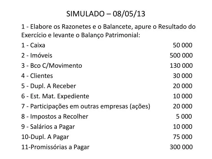 simulado 08 05 13