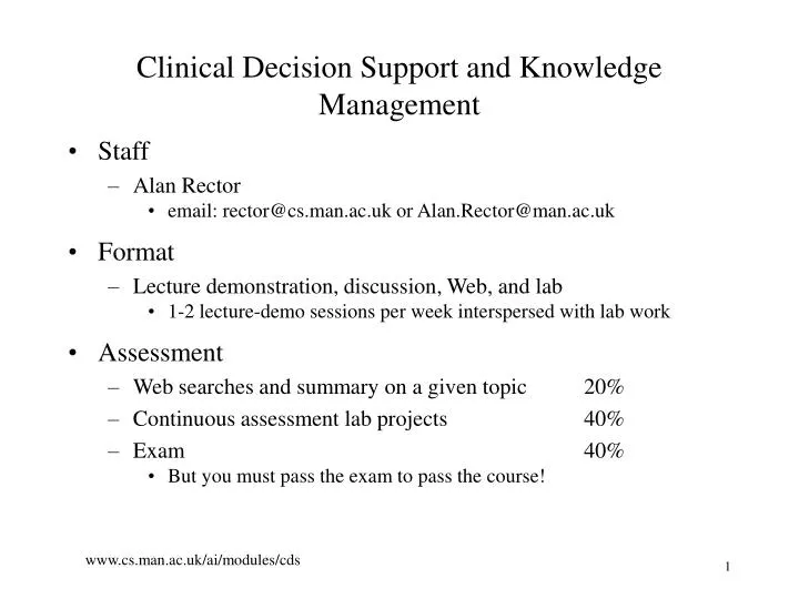 clinical decision support and knowledge management