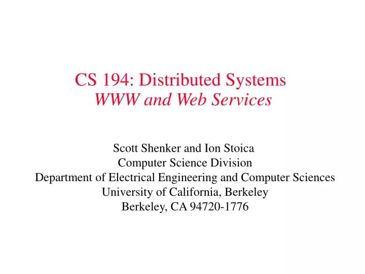 cs 194 distributed systems www and web services