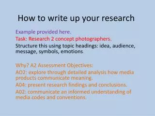 How to write up your research